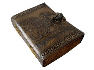 embossed dragon handmade leather journal